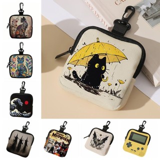 Ví WOAY, Ví da nhân tạo in hình mèo, Túi lưu trữ dây kéo Mini chống nước di động Quà tặng bạn bè