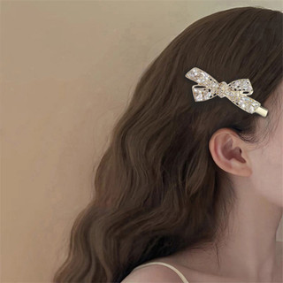 Kẹp Tóc Phong Cách Mới Đơn Giản Với Nơ Pha Lê và Kim Cương Giả