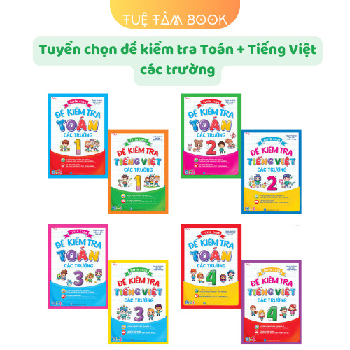 Sách - Combo Tuyển chọn đề kiểm tra Toán + Tiếng Việt các trường lớp 1 2 3 4
