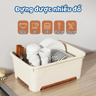 Hộp Đựng Chén Bát Có Nắp Đậy Kín Chống Bụi, Giá Úp Bát Đĩa Nhà Bếp Tích Hợp Khay Đựng Đũa Thông Minh