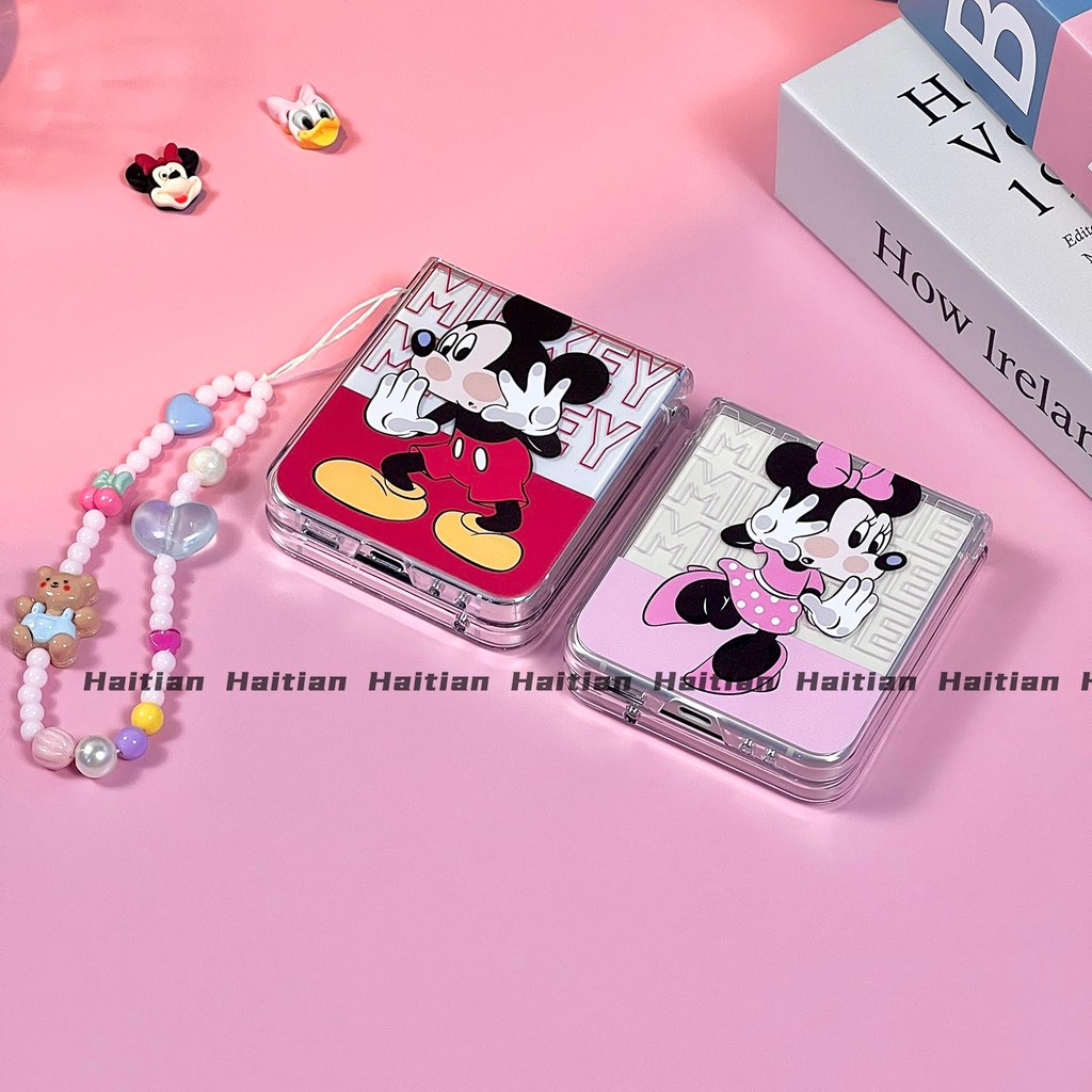 Thích Hợp Cho Samsung Galaxy Zflip7 Phim Hoạt Hình Dễ Thương Mickey Minnie Vỏ Điện Thoại Dây Gấp Cho ZFlip 6 5 4 3 5G N3Flip MixFlip 2 Vỏ Bảo Vệ Cứng
