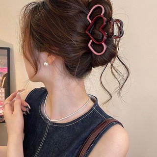 Kẹp tóc màu tương phản rỗng trái tim mùa hè Nữ