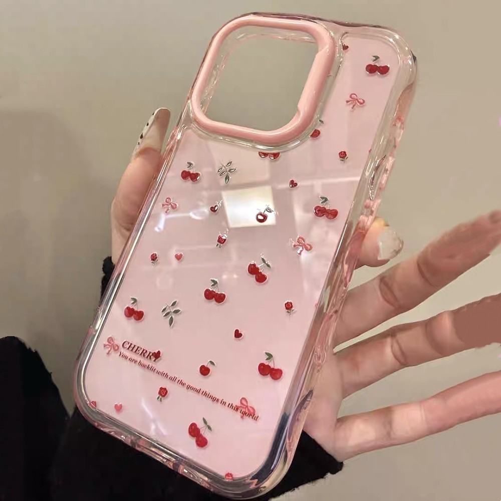 Ốp điện thoại toàn màn hình Cherry Wave cho iPhone 17 Pro Max 17Air 16 Plus 15 14 13 12 11 Vỏ bảo vệ chống sốc