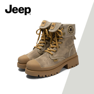 Giày Martens nữ JEEP Mùa xuân mới, Mũ bảo hộ lao động cổ điển của Mỹ, Giày bốt đến mắt cá chân có sẵn ngoài trời, Áo cao đế dày
