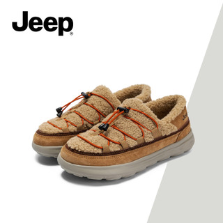 Giày bốt tuyết lót lông cừu hợp thời trang ngoài trời JEEP dành cho nữ mùa đông, lông giả ấm áp, đế dày, giày Cotton phồng trượt