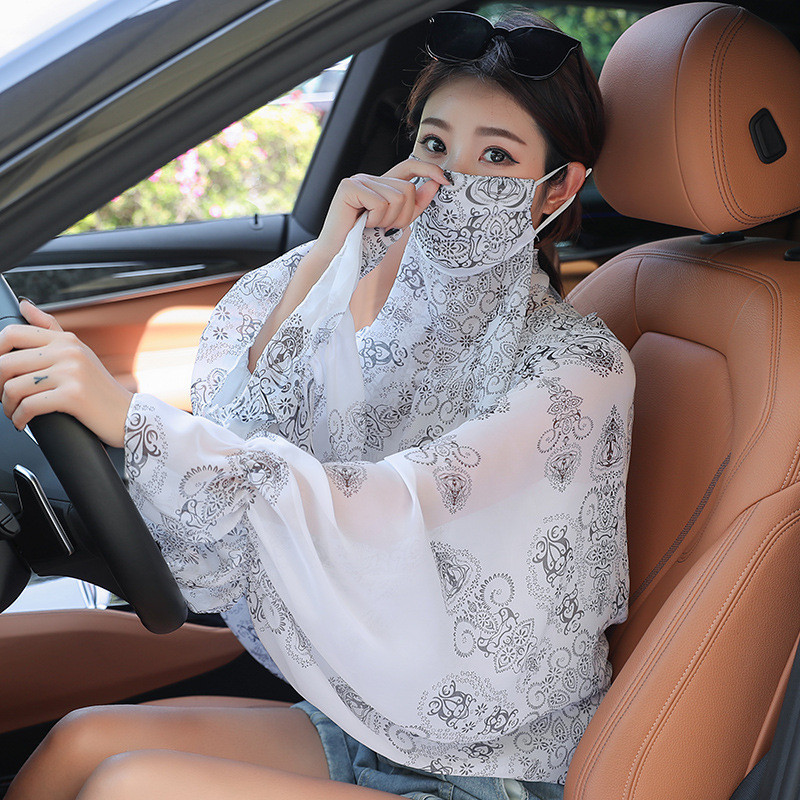Khăn choàng chống nắng ren - UV 99%, Thiết kế thanh lịch, nhẹ nhàng, Breathable,  Đi Xe, Du Lịch,