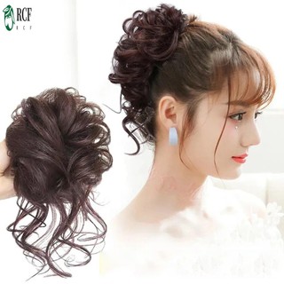 Lọn bun tóc mảnh scrunchie xoăn sóng, đuôi ngựa mở rộng tóc donut chignon
