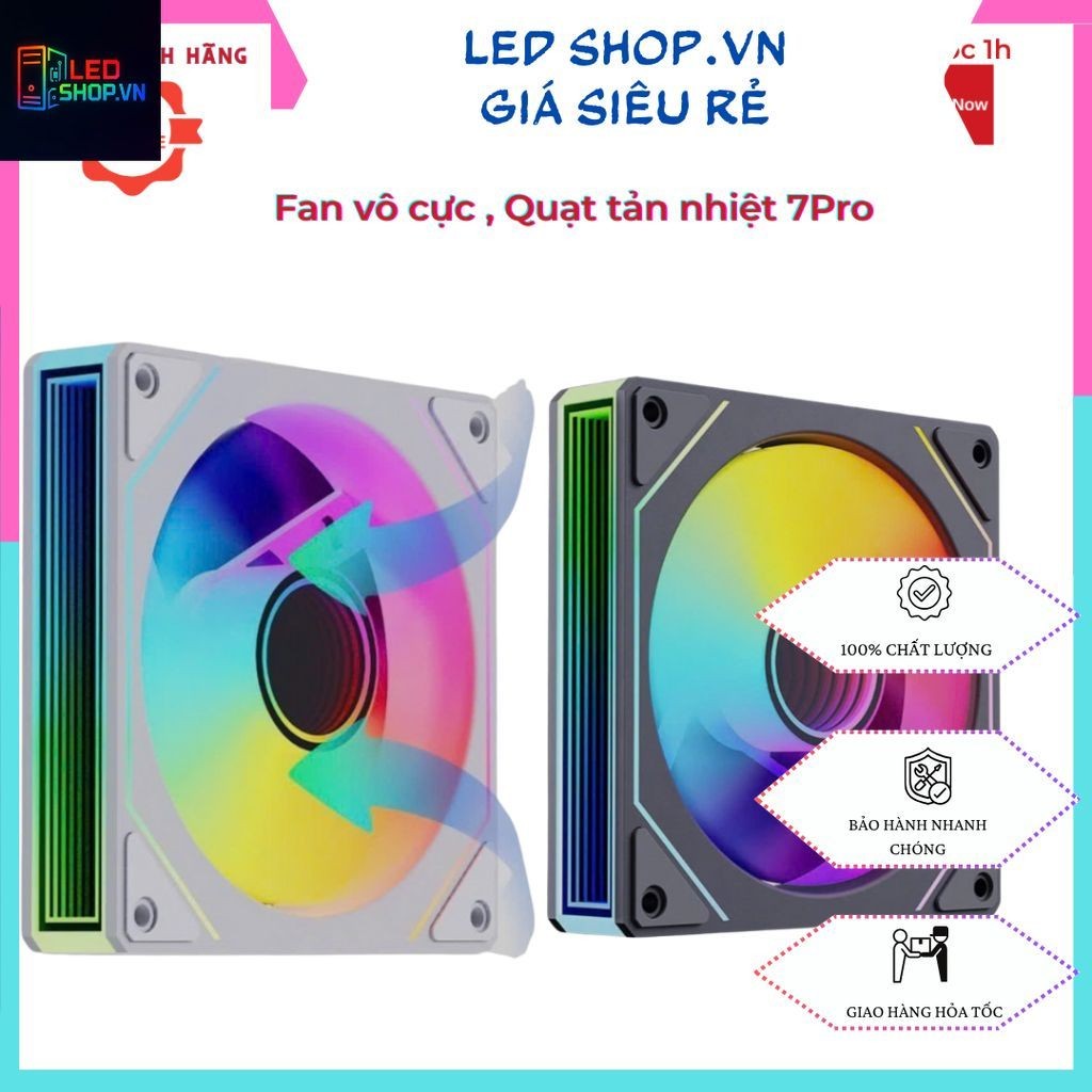 Fan vô cực , Quạt tản nhiệt, 7Pro Fan Led ARGB vô cực - Phiên bản gió thổi xuôi và thổi ngược