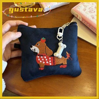 Ví đựng tiền xu GUSTAVA, Ví dây kéo thêu chó xúc xích, Canvas dễ thương Nhẹ chống nước Túi lưu trữ Mini Tai nghe