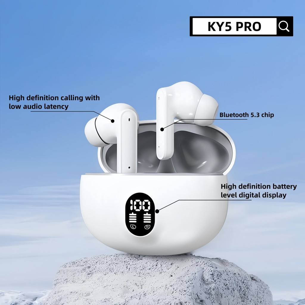 Tai nghe nhét tai Bluetooth không dây KY5 Pro có màn hình pin LED thông minh và gọi thoại độ phân giải cao