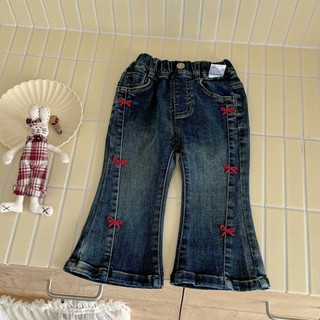 Quần Jean Bé Gái Phong Cách Mới Thời Trang Nơ Bé Hàn Quốc Thường Ngày Trẻ Em Quần Denim loe
