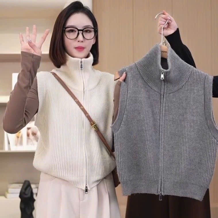 Áo ghile len thu đông phối khóa kéo chất liệu len dệt kim mềm mại hàng cao cấp hottrend XIMIMI SP371