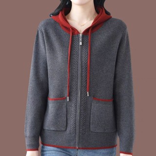Áo len dệt kim dáng rộng, có mũ trùm đầu, style cardigan - Perfect cho mùa thu
