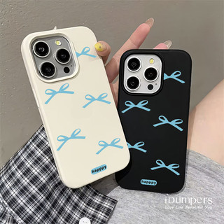 ibumpers Ốp Điện Thoại iPhone Họa Tiết Nơ Xanh Đơn Giản Cho IPhone 16 15 14 12 13 11 Pro Max IP 7 8 Plus X XS XR Ốp Lưng Silicon Lỏng Mềm
