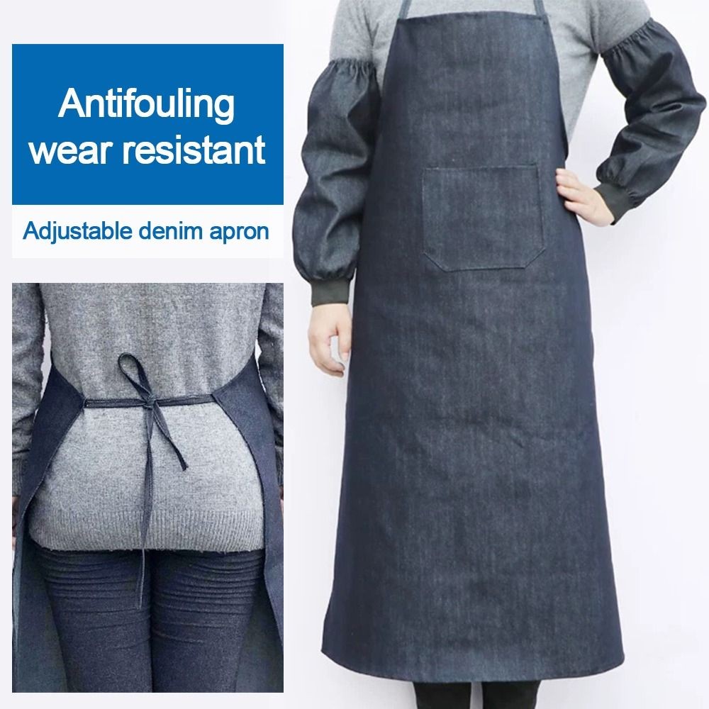 Tạp dề làm việc JIGK, với 1 túi Tạp dề cao bồi dày, Tạp dề bồi bàn Unisex chống mài mòn thời trang