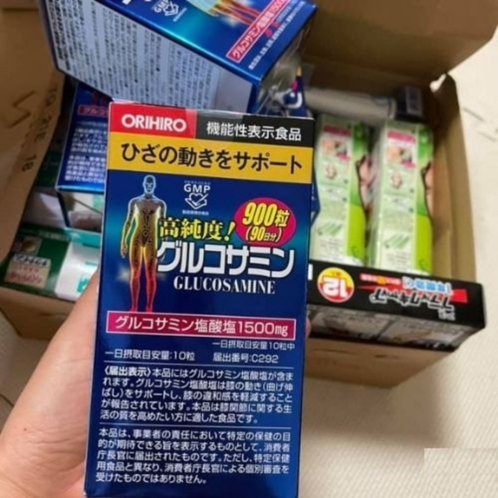 Viên uống bổ sung Glucosamine Orihiro hỗ trợ giảm đau xương khớp hộp 900 viên nội địa Nhật