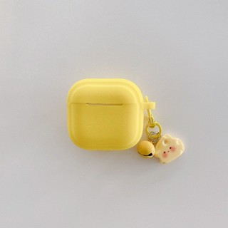 Mặt dây chuyền chuông phô mai màu vàng + cho AirPods 1 / 2 3 Pro Pro2 pro3 Airpods4 Vỏ bảo vệ tai nghe Bluetooth Vỏ bảo vệ tai nghe AirPods