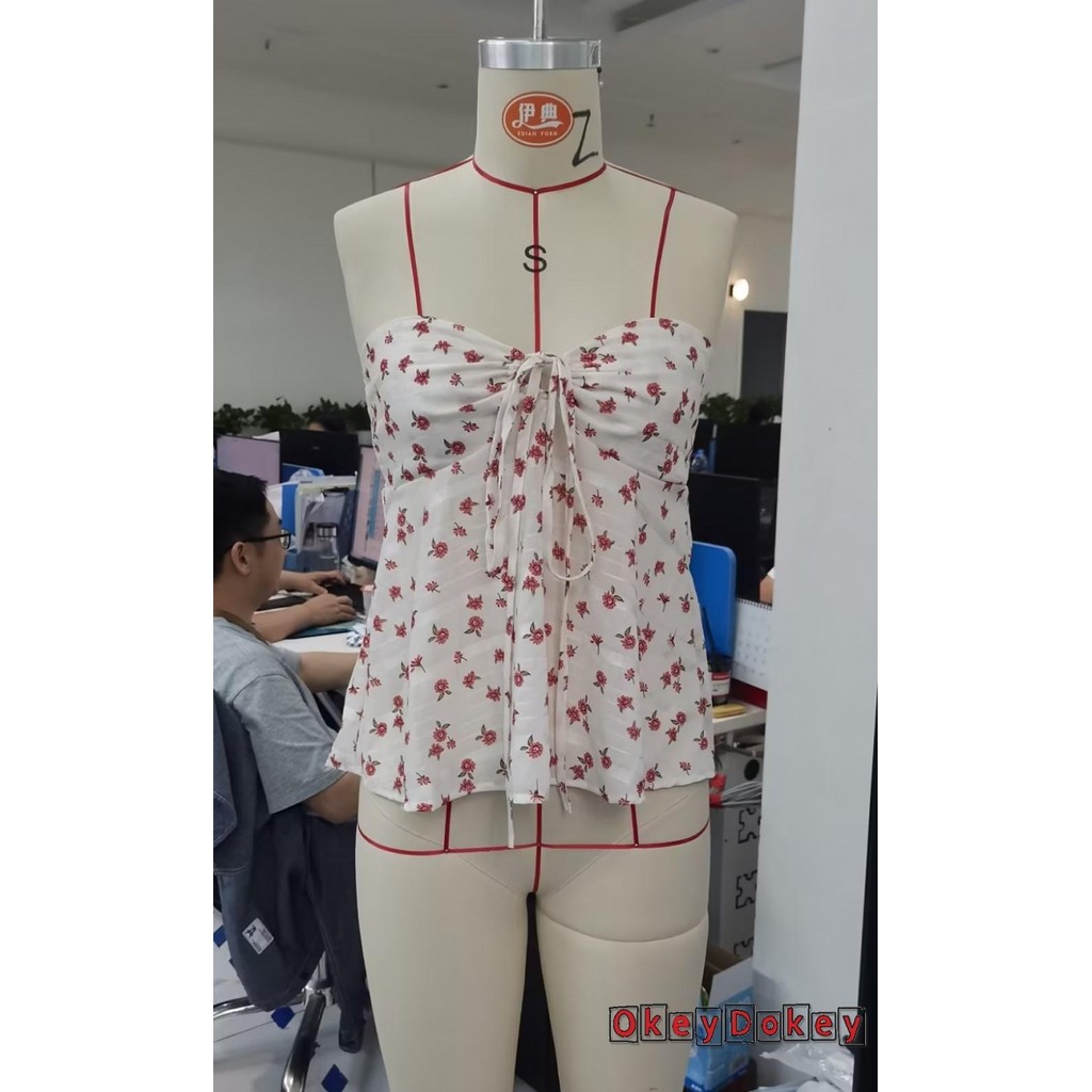 Áo Ống Quây Bandeau Hở Lưng In Hoa Dây Rút - Phù Hợp Đi Dạo Phố Mùa Hè