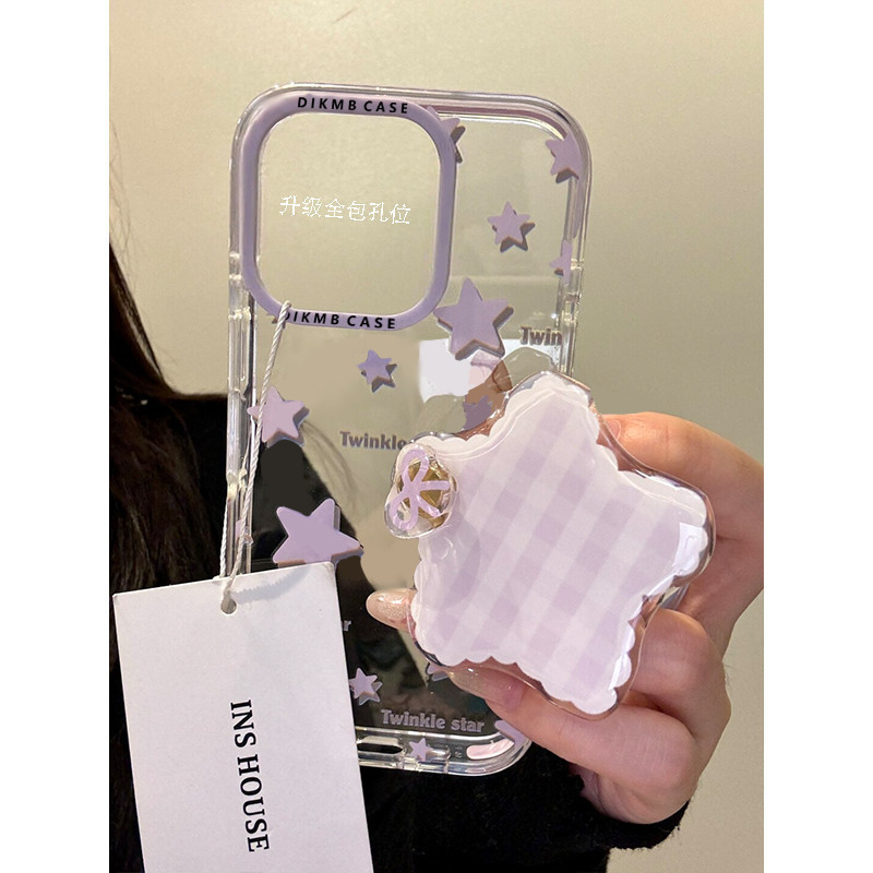 ✨Sopt】[Vỏ Điện Thoại Ngôi Sao Tím+Giá Đỡ] ốp lưng iphone 16pro / Apple 15promax/14plus/13, Chống Sốc