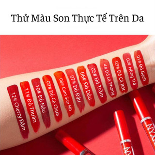 Bộ 12 Son Kem Nhung Lì NYXKISS Lâu Trôi Dưỡng Ẩm Lên Màu Mịn Đẹp Không Lem Không Dính Cốc