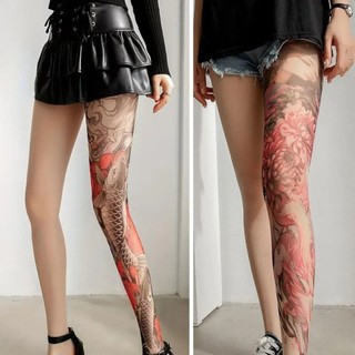FURNIGO Quần Legging Lưới Giả Hình Xăm Nữ, Phù Hợp Mùa Hè