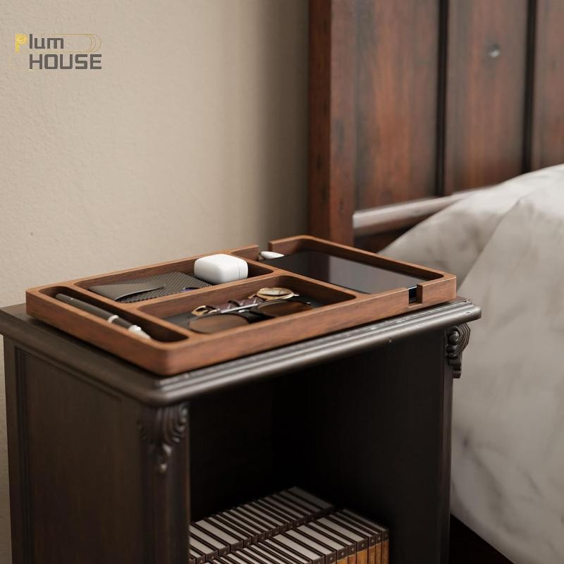PlumHOUSE Văn Phòng Bằng Gỗ Để Bàn Hộp Bảo Quản Gỗ Chắc Chắn Phân Vùng Hộp Bảo Quản Điện Thoại Di Động Tai Nghe Mảnh Vỡ Hộp Bảo Quản Bằng Gỗ Khay Đựng VN