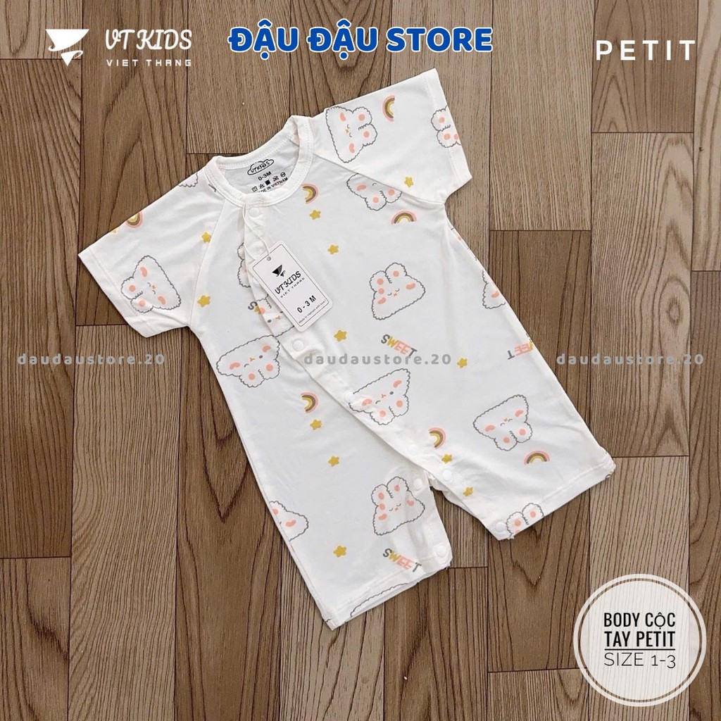 Set 2/3 Body Cộc Tay Thun Petit VT Cúc Bấm Vạt Chéo Sơ Sinh mềm mịn cho bé trai bé gái 3-9kg VT-BDC06 Đậu Đậu Store