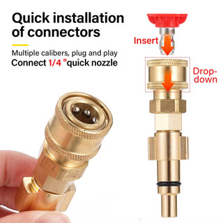 Cút nối nhanh 1/4 inch máy rửa xe châu Âu, combo vòi xịt màu và bình bọt tuyết làm sạch mạnh mẽ