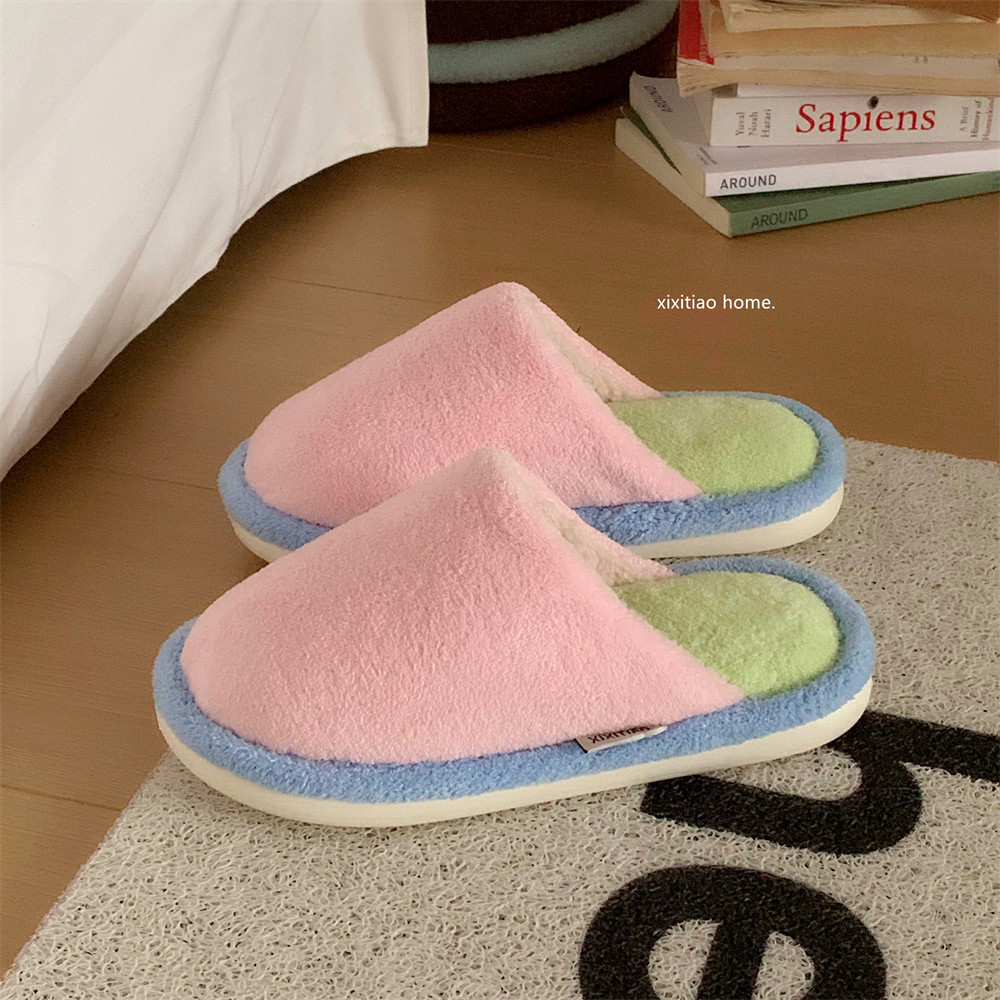 XIXITIAO Dép Cotton Mùa Đông Nhật Bản Thời Trang Nam Nữ Cặp Đôi Thời Trang Nhà