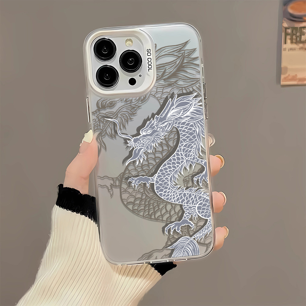 Ốp Lưng Rồng Đen 3 In1 Cho Oneplus Ace 3 Pro 3V Ace 2 Pro Racing 11 12 12R Oneplus Ace3Pro Ốp Lưng Điện Thoại Vỏ Mờ Bạc IMD Vỏ Bảo Vệ Chống Rơi Cứng