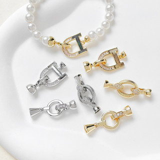 Túi Đồng 14k vàng bảo quản màu nạm Zircon chốt chốt chốt kết nối ngọc trai vòng tay thủ công diy nguyên liệu Phụ Kiện Vòng Cổ