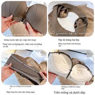 Mùa hè mới nút phía trước có thể điều chỉnh dây đeo vai áo ngực không dây có vẻ ngoài tập hợp cho lưng đẹp và gợi cảm liền mạch