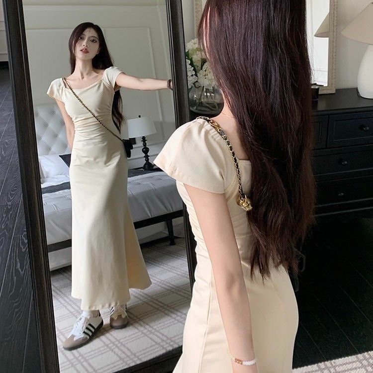 Váy đầm nữ dáng dài cộc tay hottrend phong cách tiểu thư sang chảnh mặc 2 kiểu hàng QCCC BA SP187