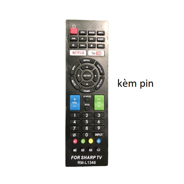 tay điều khiển remote từ xa TV Sharp UD RM-L1346-kèm pin-tay đầu bấm TV sharp UD RM-L1346