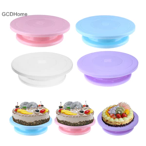Gcdhome 1 Nhà Bếp Chảo Nướng Dụng Cụ Bánh Nhựa Tấm Bàn Xoay Xoay Chống Trượt Bánh Tròn Đứng Trang Trí Bánh Bàn Xoay HOT