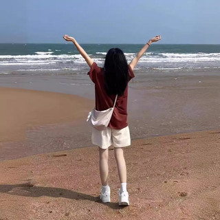 Áo thun 3158 cotton ngắn tay in chữ màu đỏ tía dành cho nữ