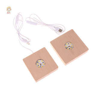 Twe 5 / 6 / 7 / 8 / 9 / 10CM Led Gỗ Chắc Chắn Đèn Ngủ Vuông Đèn Usb Giá Đỡ Tự Làm Đèn Đồ Trang Trí Máy Tính Để Bàn Đèn Trang Trí VN