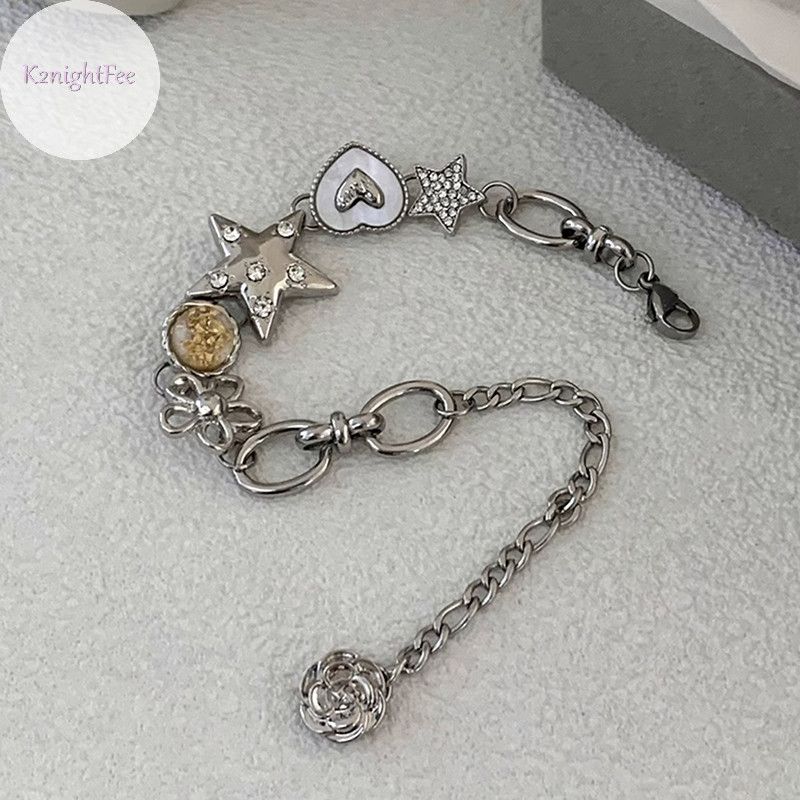 K2nightfee Trái Tim Ngôi Sao Quyến Rũ Vòng Tay Nữ Bé Gái Cao Cấp Thời Trang Tinh Tế Ánh Sáng Dây Đeo Tay Retro Y2k Phụ Kiện Trang Sức VN