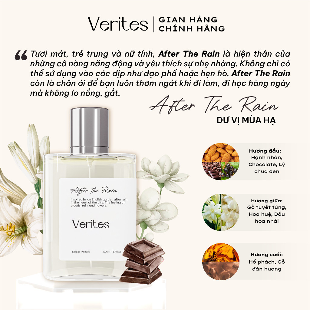 Ảnh Nước hoa Nữ VERITES After The Rain Thuần khiết, Tươi trẻ, Năng động 50ml 1