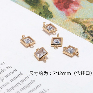 Mặt dây chuyền đôi hình giọt nước bằng đồng mạ vàng zircon ngọt ngào, trang sức handmade DIY, phụ kiện vòng tay, dây chuyền, bông tai