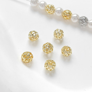 14k vàng thật mạ điện giữ màu hạt rỗng hạt tròn tự làm vòng tay làm bằng tay Vòng cổ kết cườm Vật liệu phụ kiện