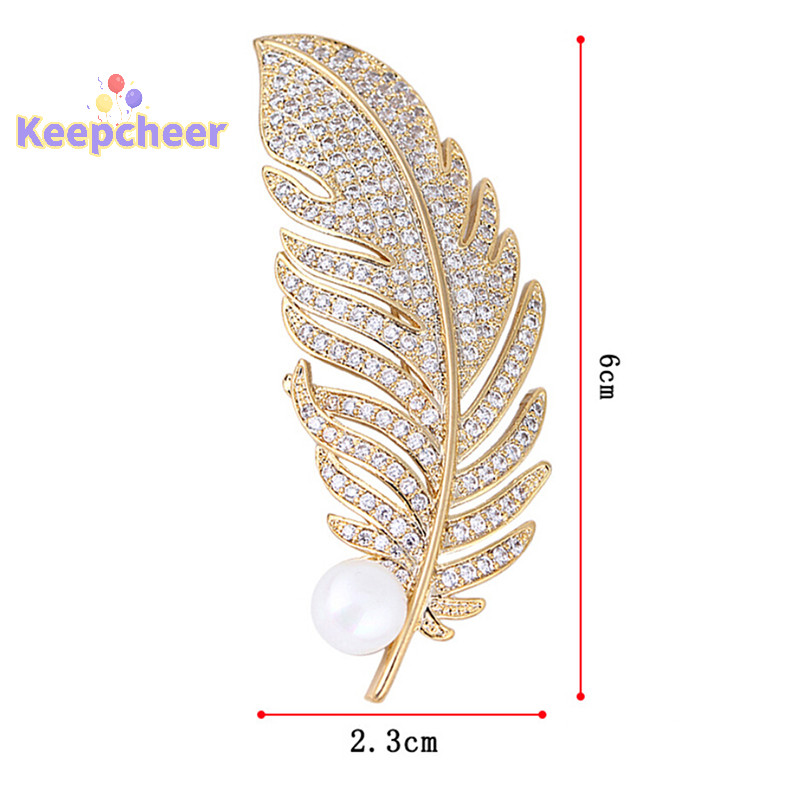 [Keepcheer] Trâm cài hình lá pha lê Ngọc trai Pin Huy hiệu Túi trang trí Trang sức đám cưới [Mới]