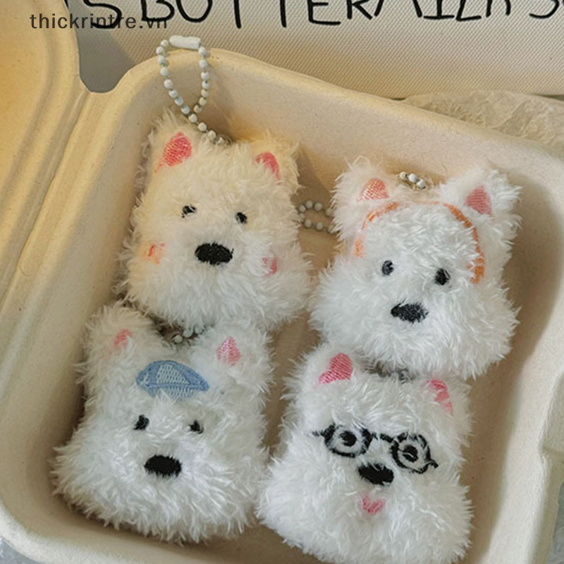 THI West Highland Terrier Puppy Móc Khóa Dễ Thương Sang Trọng Mềm Nhồi Bông Túi Búp Bê Móc Khóa Mặt Dây Chuyền Nữ Bé Gái Quà Tặng Sinh Nhật VN