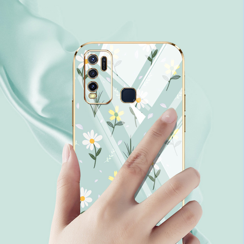 Ốp Điện Thoại YBD Cho Vivo Y50 Y30 Y30i 1935 1938 Hoa Nhỏ Sang Trọng Mạ Điện Silicon Chống Rơi Vỏ Bảo Vệ Điện Thoại