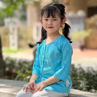 Áo bà ba gấm kèm quần trắng bé gái, bà ba bé gái Cho Bé