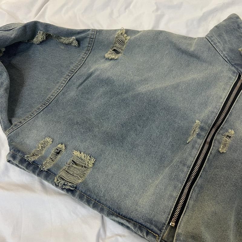 Áo khoác jean nữ croptop rách phong cách cá tính trẻ trung năng động mặc đi chơi đi học đi làm- AK015 Denim Jacket Women