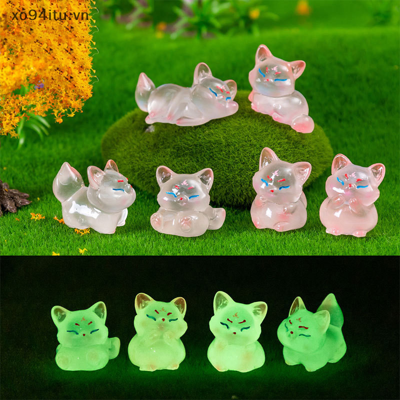 XOITU Hoạt Hình Dễ Thương Dạ Quang Nhỏ Cáo Micro Đồ Trang Trí Thu Nhỏ Các Bức Tượng Nhỏ Sáng Tạo DIY Trang Trí Nhà Phụ Kiện Quà Tặng VN