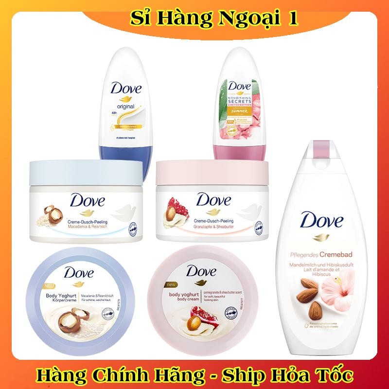 Bộ Dưỡng thể/Tẩy da chết toàn thân Dove Body Youghurt giúp trắng da và mềm mịn của Đức - DATE MỚI ĐỦ BILL