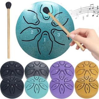 Bộ trống lưỡi thép STWEEKAM, trống chảo cầm tay mini 6 tông nhiều màu, 3 inch, phụ kiện trống rỗng