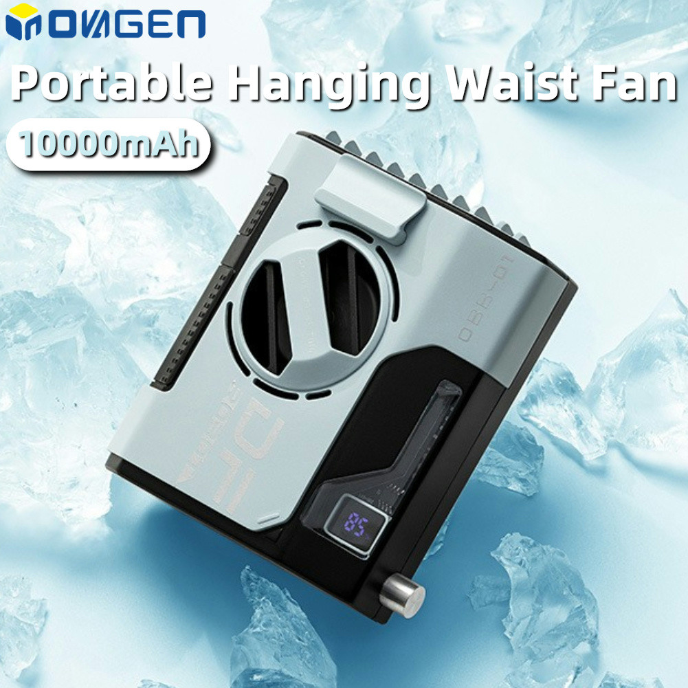 Quạt thắt lưng di động INOVAGEN 10000mAh, Quạt điện có thể sạc lại Power Bank cho ngoài trời, Quạt treo cổ có thể điều chỉnh tốc độ